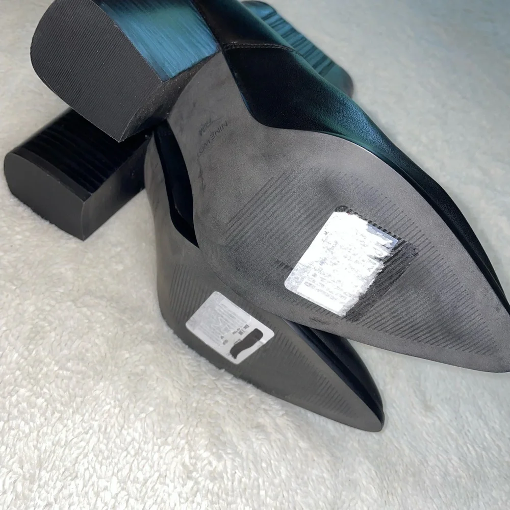 Nine West Black Leather Ankle Boots New Without Box - Picture 2 of 7